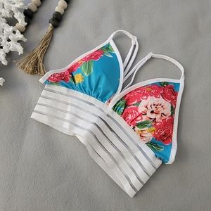 Women Sexy Sport Set Floral Print Training Brassiere Size M